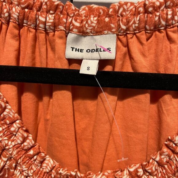 THE ODELLS Margherita Midi Dress - BRICK MULTI NWOT - Picture 6 of 6